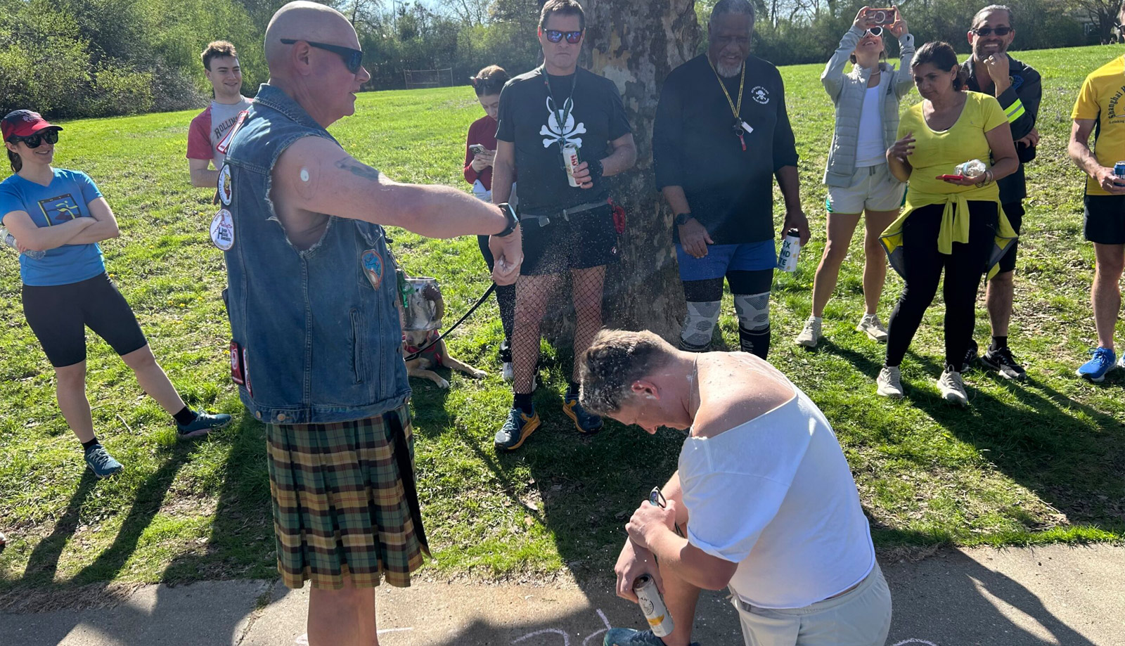 A hasher receiving his "hash name"